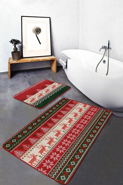 Sametové koupelnové předložky v sadě 2 ks 60x100 cm Merry Christmas – Mila Home