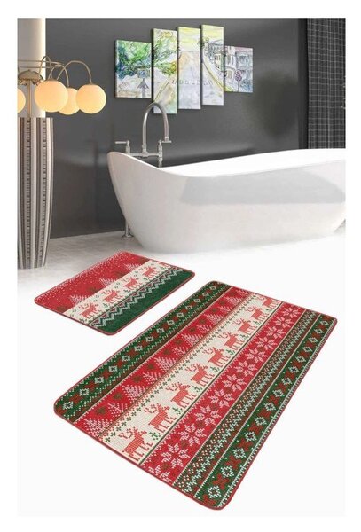 Sametové koupelnové předložky v sadě 2 ks 60x100 cm Merry Christmas – Mila Home
