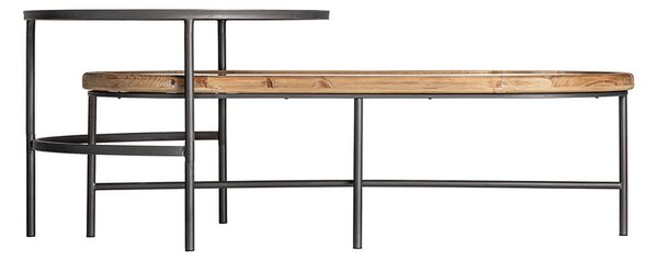 Set 2 konferenčních stolků denso 120 x 60 cm šedých