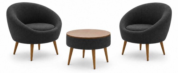 ASIR Křesla a konferenční stolek 3D LIDA LINEN antracit