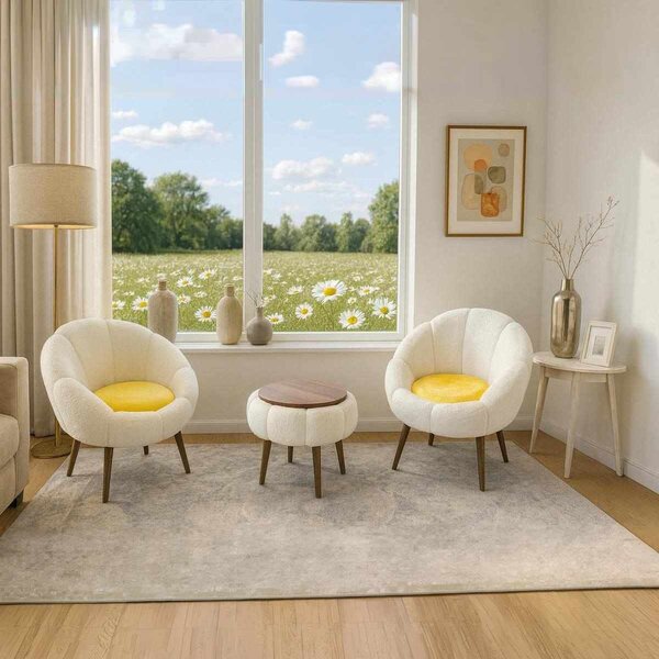 ASIR Křesla a konferenční stolek 3D LIDA LINEN bílá