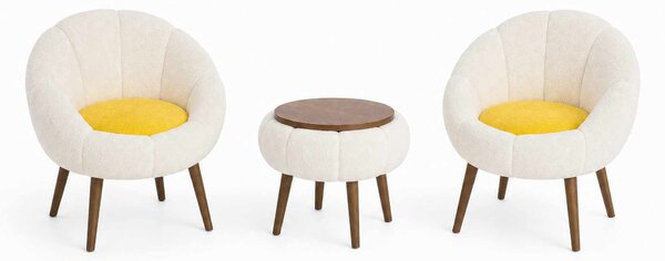 ASIR Křesla a konferenční stolek 3D LIDA LINEN bílá