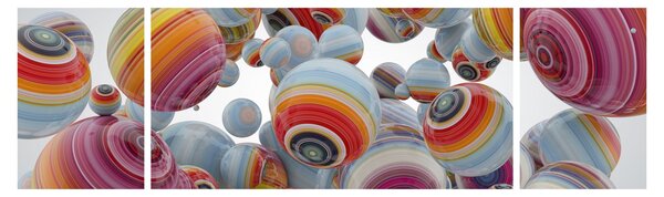 Obraz malovaných koulí (170x50 cm)