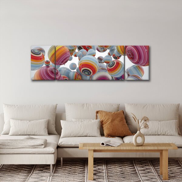 Obraz malovaných koulí (170x50 cm)