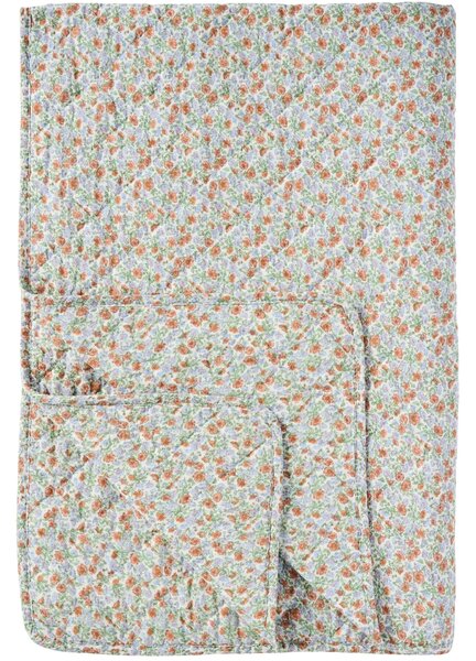 Prošívaný přehoz Light Blue / Rust Flowers 130 × 180 cm
