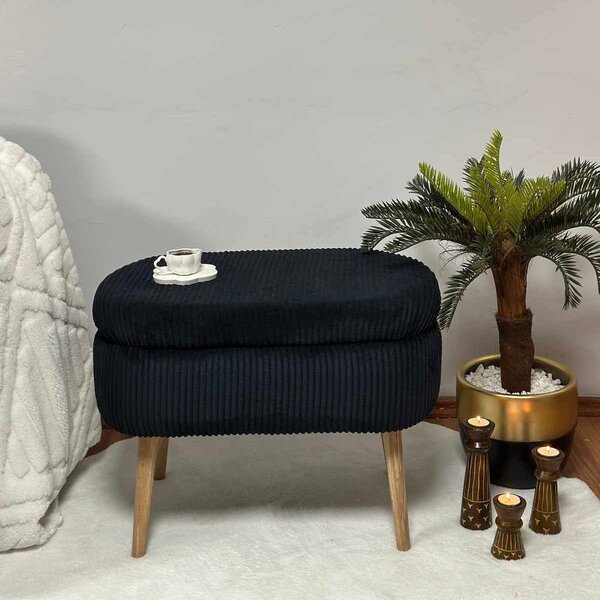 ASIR Taburet MINI OSLO LINEN černá
