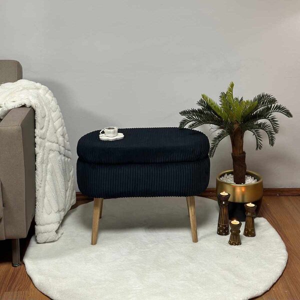 ASIR Taburet MINI OSLO LINEN černá