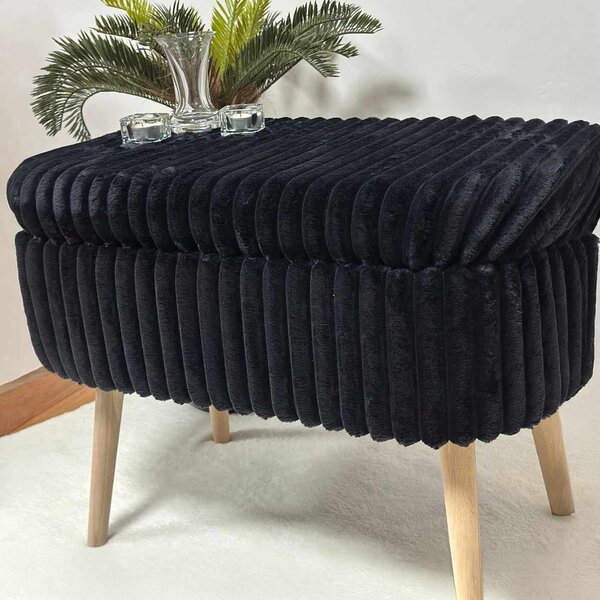ASIR Taburet MINI OSLO LINEN černá
