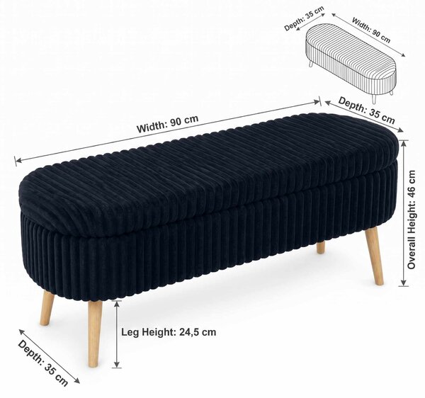 ASIR Taburet OSLO LINEN černá