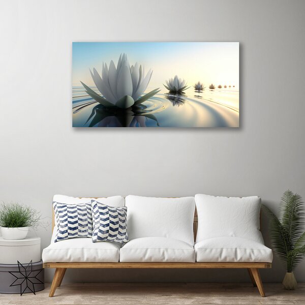 Obraz na plátně Vodní Lilie Květiny Rybník 125x50 cm