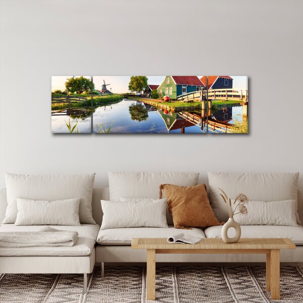 Obraz nizozemských mlýnů (170x50 cm)
