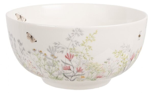 Bílá porcelánová miska na polévku s lučními květinami a motýlky Wildflower Fields – 500 ml