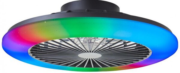 Brilliant G60020/06 Stmívatelné LED svítidlo SALERNO ČERNÉ & reverzn VENTILÁTOR + funkce LED
