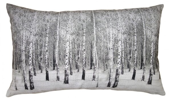 Šedý povlak na polštář s motivem stromů v zimní přírodě Trees in the Snow – 30x50 cm
