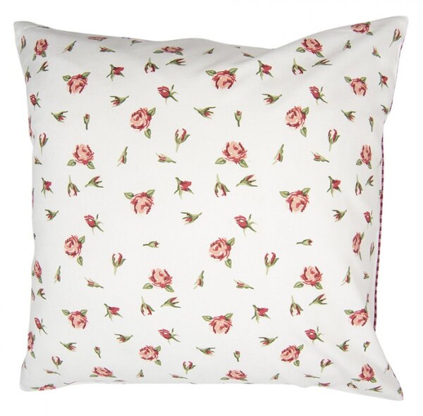 Bílý povlak na polštář s motivem růžiček Romantic Roses – 40x40 cm