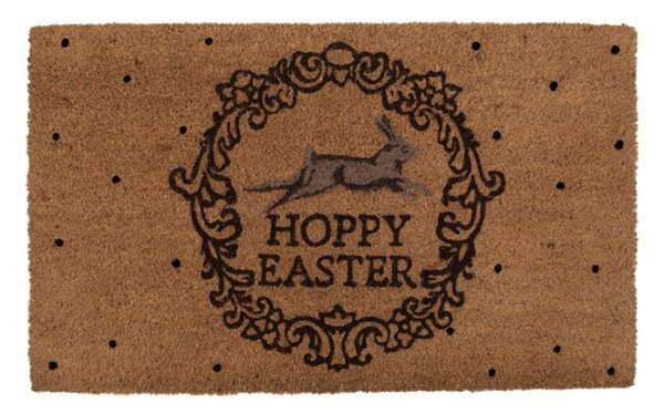 Kokosová rohožka s velikonočním motivem zajíce a nápisem Hoopy Easter – 75x45 cm