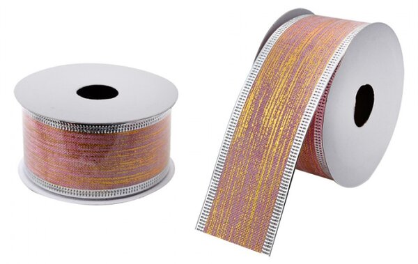 Růžovo-zlatá vánoční stužka – 38 mm