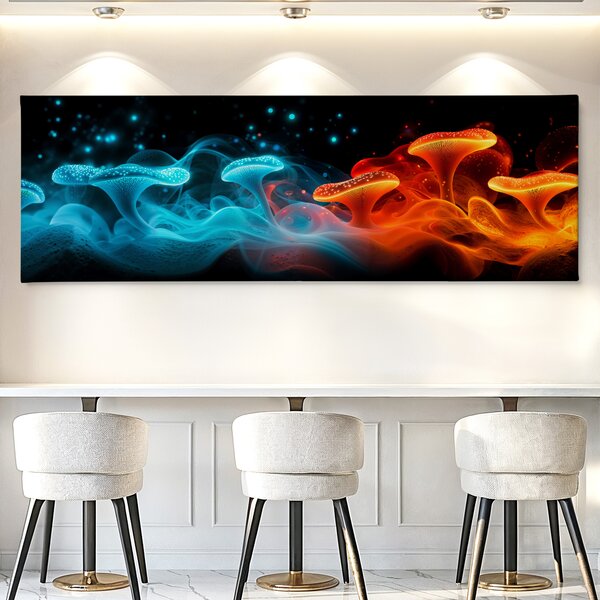 Obraz na plátně - Setkání neonové houby FeelHappy.cz Velikost obrazu (šířka x výška): 60 x 20 cm