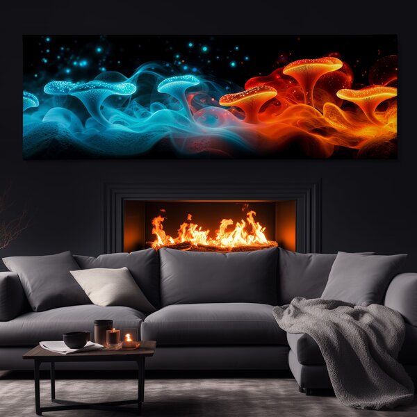Obraz na plátně - Setkání neonové houby FeelHappy.cz Velikost obrazu (šířka x výška): 60 x 20 cm