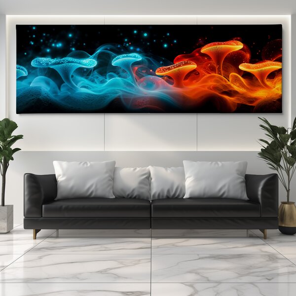 Obraz na plátně - Setkání neonové houby FeelHappy.cz Velikost obrazu (šířka x výška): 60 x 20 cm
