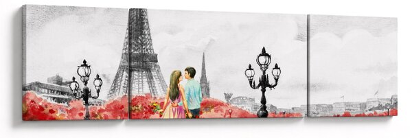 Obraz - Milenci v Paříži (170x50 cm)