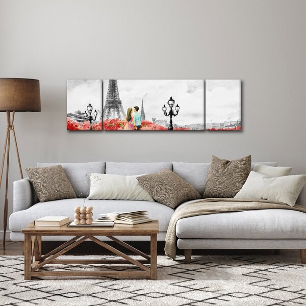 Obraz - Milenci v Paříži (170x50 cm)