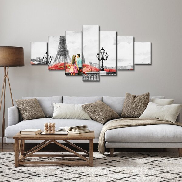 Obraz - Milenci v Paříži (210x100 cm)