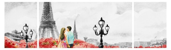 Obraz - Milenci v Paříži (170x50 cm)