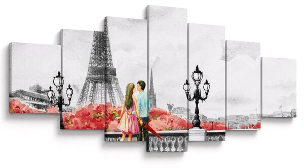 Obraz - Milenci v Paříži (210x100 cm)
