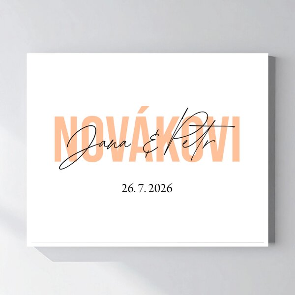 Personalizovaný magický fotoobraz v rámu - čtverec 40x50 - jména novomanželů