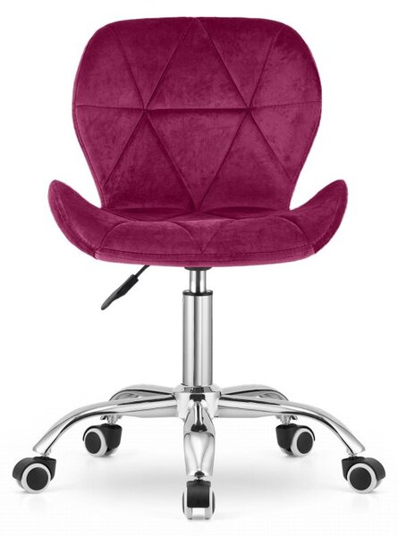 Set do pracovny ZARIMO stůl 80x40 cm bílý + křeslo AVOLA VELVET vínové
