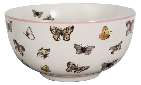 Bílá porcelánová miska na polévku s kresbou motýlků Butterfly Paradise – 500 ml