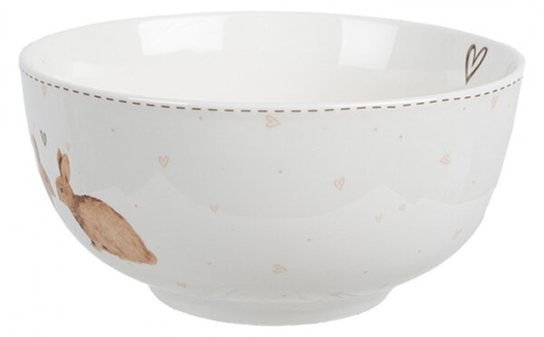 Bílá porcelánová miska na polévku s hnědými zajíčky Bunnies in Love – 500 ml
