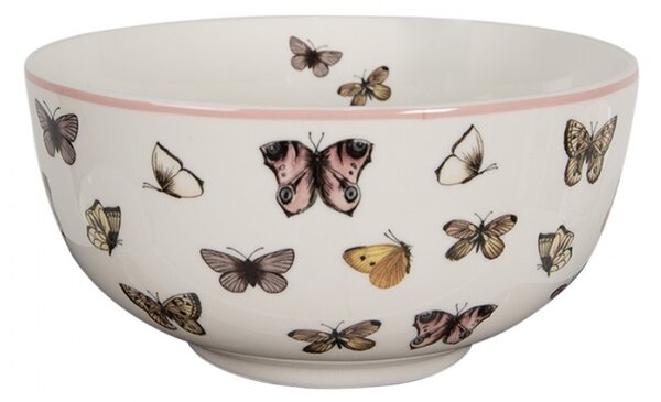 Bílá porcelánová miska na polévku s kresbou motýlků Butterfly Paradise – 500 ml