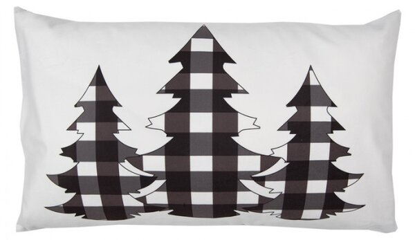 Černo-bílý vánoční povlak na polštář se stromečky Black & White X-Mas – 30x50 cm