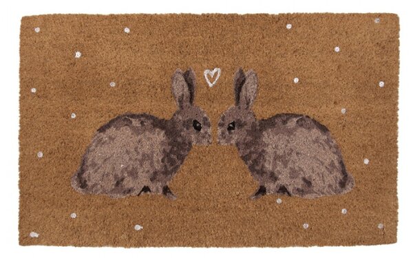 Kokosová rohožka se vzorem králíčků Bunnies in Love – 75x45 cm