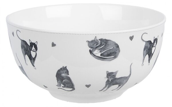 Bílá keramická miska na polévku s kočkami Cats and Kittens – 500 ml