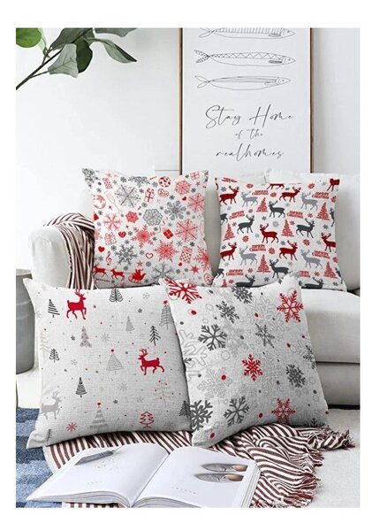 Povlaky na polštáře v sadě 4 ks s vánočním motivem 43x43 cm Merry Christmas – Mila Home