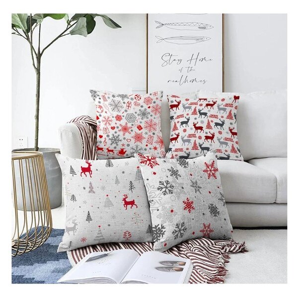 Povlaky na polštáře v sadě 4 ks s vánočním motivem 43x43 cm Merry Christmas – Mila Home