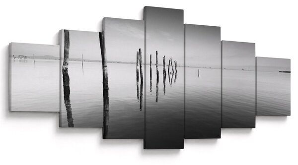 Obraz černobílé vodní hladiny (210x100 cm)