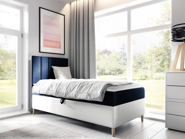 Kontinentální postel Junior Kamire 1, Strana: levá, Rozměr postele: 80x200, Barva:: ekokoža Soft 017 (biała) + Fresh 01 5903211191732
