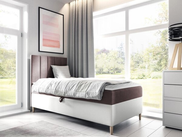 Kontinentální postel Junior Kamire 1, Strana: levá, Rozměr postele: 80x200, Barva:: ekokoža Soft 017 (biała) + Fresh 01 5903211191732