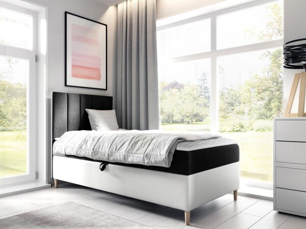 Kontinentální postel Junior Kamire 1, Strana: levá, Rozměr postele: 80x200, Barva:: ekokoža Soft 017 (biała) + Fresh 01 5903211191732