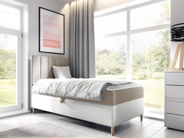 Kontinentální postel Junior Kamire 1, Strana: levá, Rozměr postele: 80x200, Barva:: ekokoža Soft 017 (biała) + Fresh 01 5903211191732