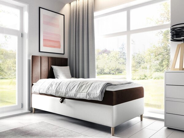 Kontinentální postel Junior Kamire 1, Strana: levá, Rozměr postele: 80x200, Barva:: ekokoža Soft 017 (biała) + Fresh 01 5903211191732
