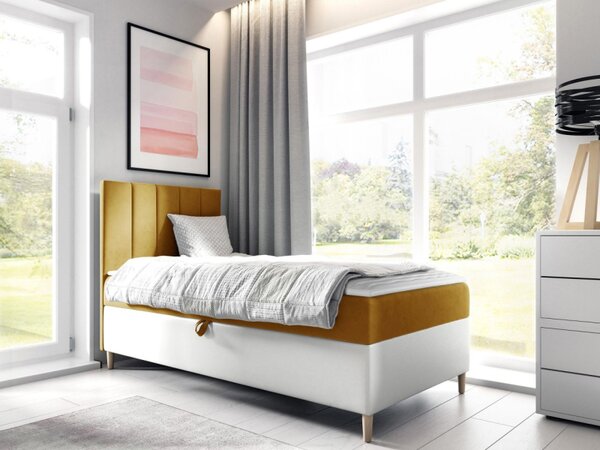 Kontinentální postel Junior Kamire 1, Strana: levá, Rozměr postele: 80x200, Barva:: ekokoža Soft 017 (biała) + Fresh 01 5903211191732