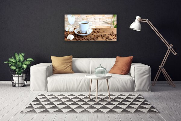 Obraz na plátně Hrnek Káva Zrnka Kuchyně 125x50 cm