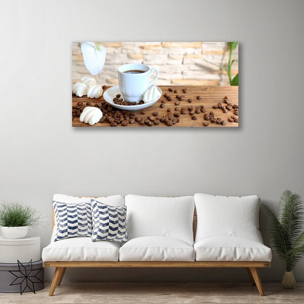 Obraz na plátně Hrnek Káva Zrnka Kuchyně 125x50 cm