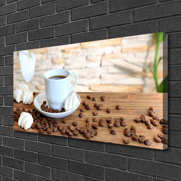 Obraz na plátně Hrnek Káva Zrnka Kuchyně 125x50 cm