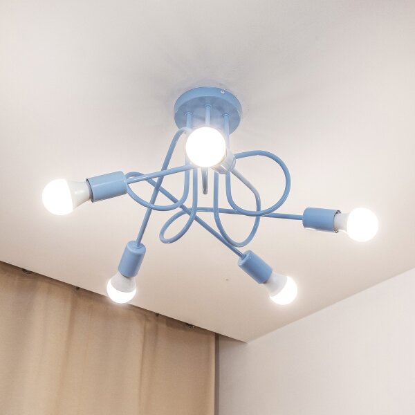 Přisazený lustr OXFORD 5xE27/15W/230V modrá